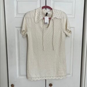 Cream H&M Crochet Short Sleeve dress